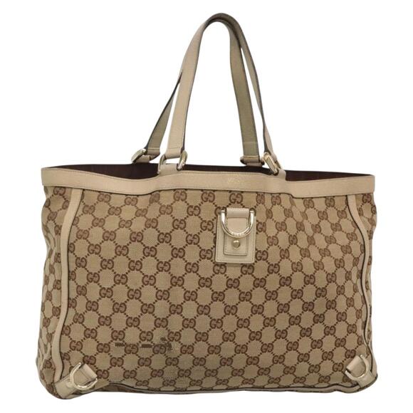 GUCCI GG Canvas Abbey Tote Bag Beige Gold - Picture 1 of 16